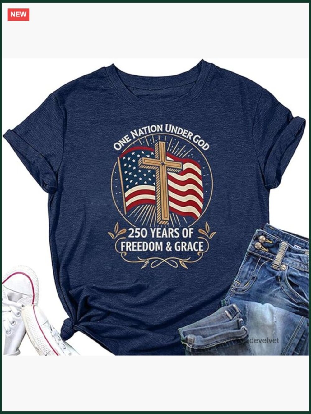 USA 250th Anniversary T-Shirt Patriotic Crewneck Short Sleeve Tee